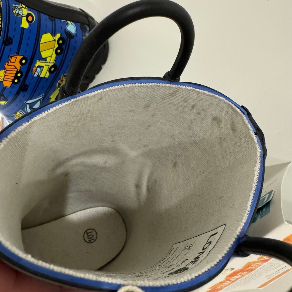 Lone Cone Construction Monster Toddler Boy Rain Boots Blue Pull On Handles Sz 10 - Picture 8 of 9